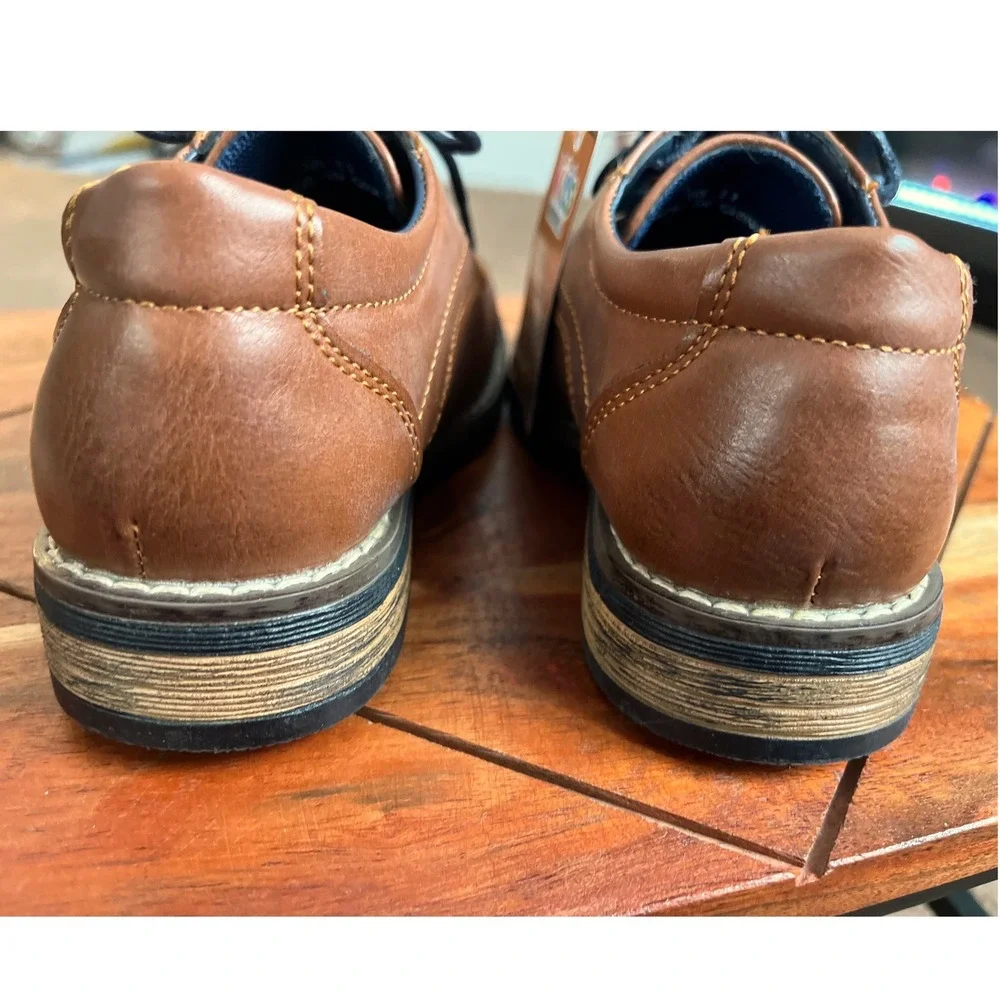 Hawkwell Kids Brown‎ Faux Leather Dress Shoes Lace Up Size 11 Formal NWT